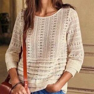 Sezane Blouse Size 36 Ecru Lace